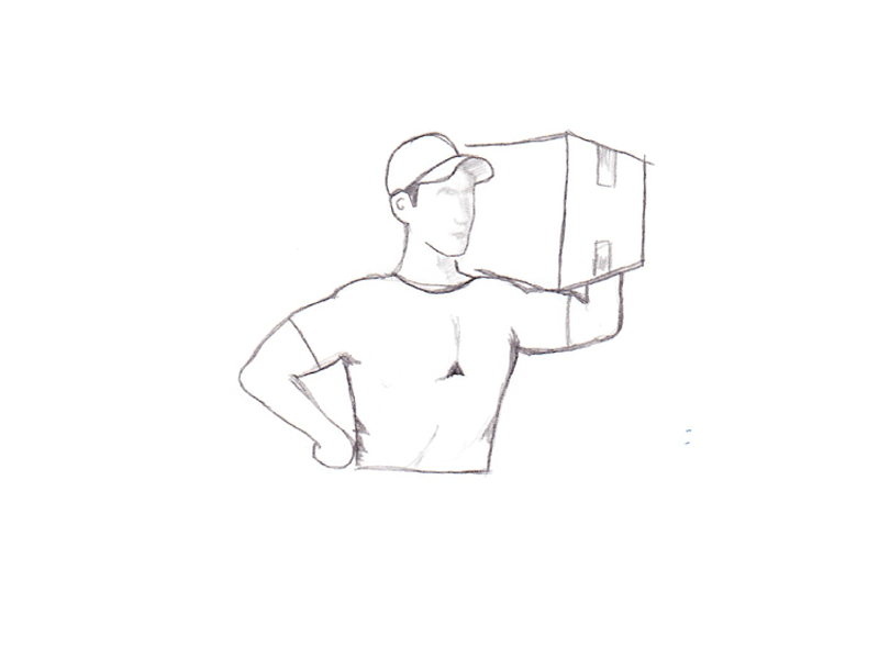 BraveHeart Moving Logo box illustration logo moving process sketch storage