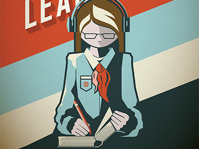 Poster - Learning and Growth book education illustration learning poster retro school vector