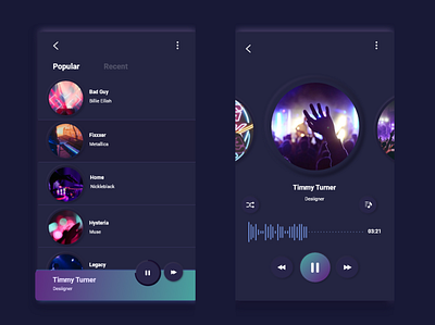 Music app app design ui uiux ux