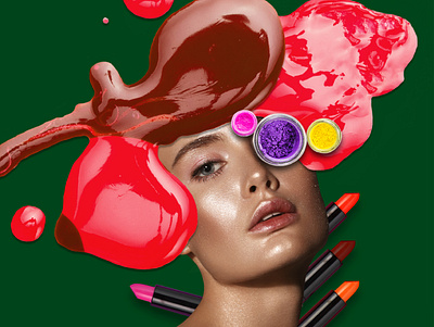 3rd collage_Makeup ru collageart creative design graphic design illustration illustrator instagram makeup socail media vector