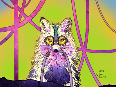 Raposa art cyberpunk fox illustration jheinealves steampunk