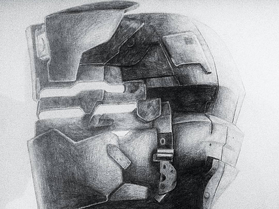 Dead Space Helmet drawing head traditional bw