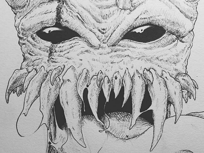 Teeth - Fine Line drawing monster drawing fine liner bw