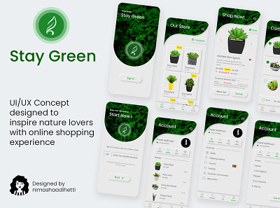 Stay Green Mobile App UI app design gardner green green logo mobile app nature nature lover plant selling planting plants shopping ui