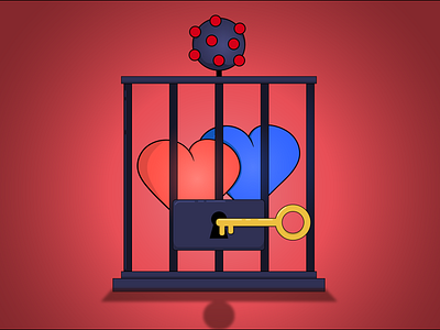 Coronavirus Couples Trapped in Quarantine adobeillustator cartoon cell coronavirus emoji header image heart hearts jail key metal prison vector