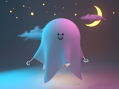 Ghost man c4d cute illustration kawaii monster octanerender