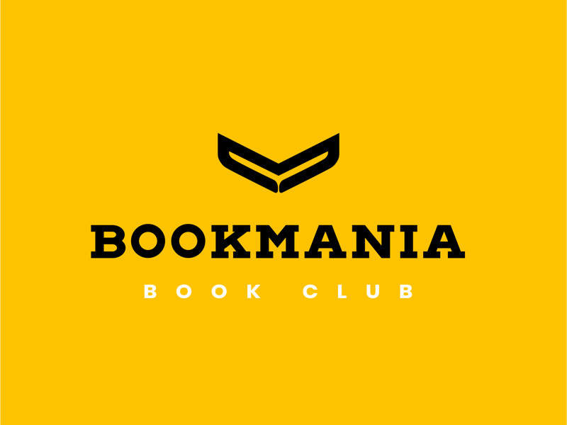Bookmania typography bookclub icon abstract branding design logo design logo