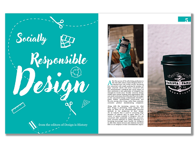 Socially Responsible Design magazine spread coffee design graphicdesign illustration magazine spread socially responsible design typography vector