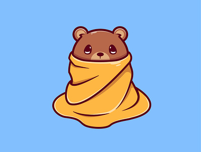 Cute bear wearing blanket adobe illustrator animal bear cartoon cute design illustration logo mascot vector