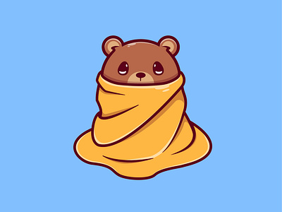 Cute bear wearing blanket