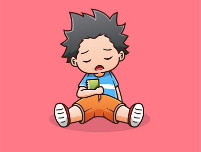 sleeping cute boy adobe illustrator boy cartoon chibi creative cute design illustration logo sleep vector