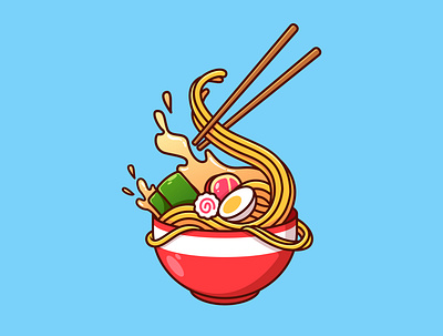 ramen illustration adobe illustrator asia catoon design food icon illustration japan logo noodle ramen vector