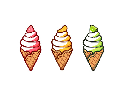 fruit ice cream illustration adobe illustrator cartoon cream creative deasert design food fruit ice illustration logo vector