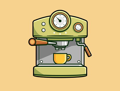 coffee machine illustration adobe illustrator cafe cartoon coffee creative design icon illustration logo machine vector