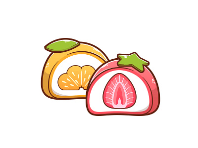 fruit mochi illustration adobe illustrator cartoon creative design food fruit icon illustration logo mochi orange strawberry vector
