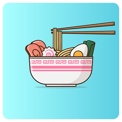 Ramen adobe illustrator colorful creative design eat food and drink foods gradient icon illustration japan japanese japanese food logo naruto noodle outline ramen ramen soup vector