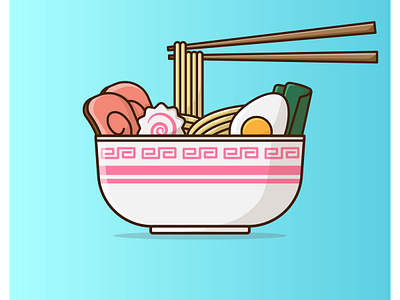 Ramen adobe illustrator colorful creative design eat food and drink foods gradient icon illustration japan japanese japanese food logo naruto noodle outline ramen ramen soup vector