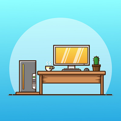workplace adobe illustrator colorful computer creative design gradient icon icon design illustration illustrator logo office outline pc vector work work station workplace