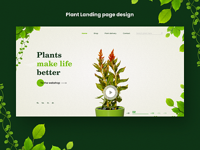 Plant Landing page hero section graphic design landing page plant ui ux