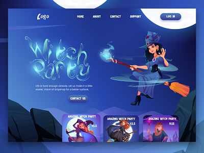 Witch Party Landing Page Hero Section figma landing page ui ux