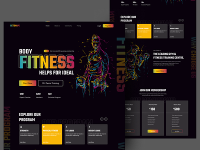 Gym- Fitness Landing Page Design design figma fitness gym landingpage ui