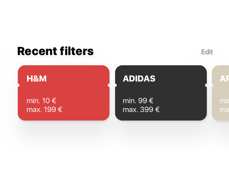 Filters shop history store price colors filter pijp iphone ios card ux ui