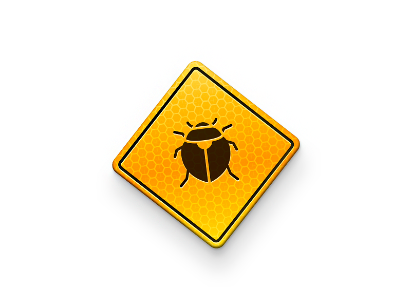 Bug icon ios macos skeu 1830 danger yellow sign icon bug
