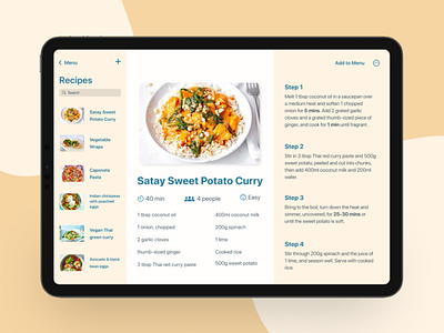 Daily UI: Recipe app design apple design application design daily ui dailyui design ios app design ipad ipad app ipad app design ipad application ipad design recipe recipe app recipes ui ui ux ui design uidesign uiux