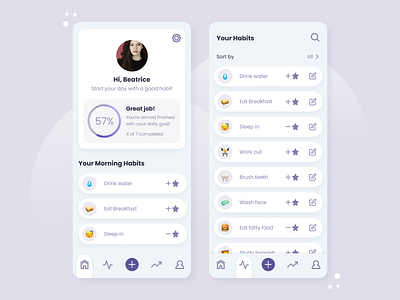 Soft Habit Tracker app app design habit tracker habit tracking app mobile mobile app mobile app design soft ui ui ux ui design uidesign uiux