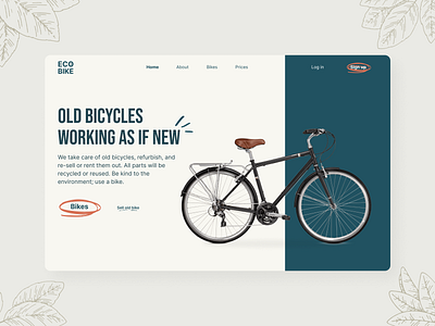 Re-used bicycles landing page bicycle design landing page ui ui design uidesign web web design website