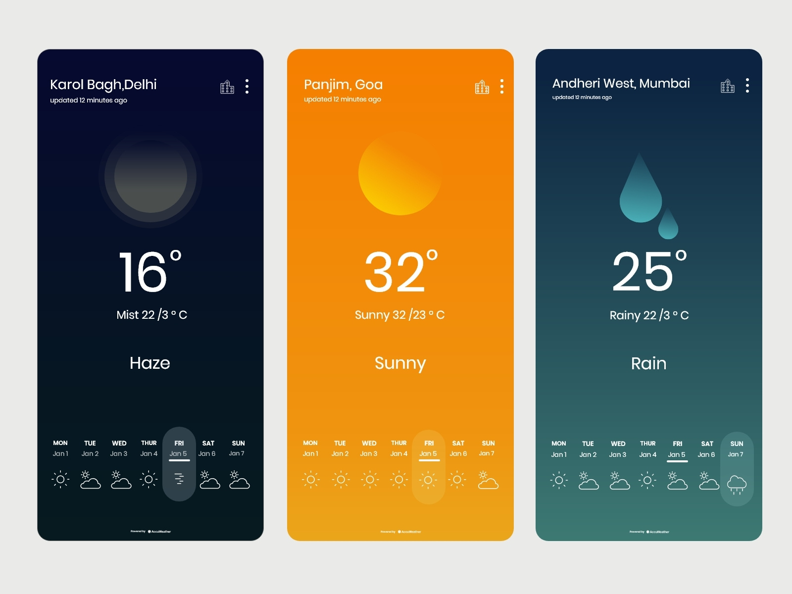 Weather App UI Concept by Aroma Mandal on Dribbble