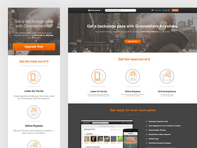 Grooveshark Anywhere Subscription Page cta grooveshark landing page mobile music page subscription web