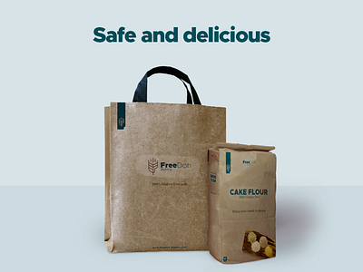 FreeDoh flour bg bakery branding branding flour bag graphic design mockup packaging paper bag