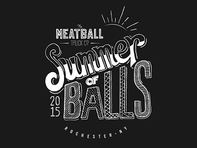 Summer of Balls 2015 2015 balls illustration logo meatball truck new york rochester summer tee shirt typography