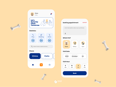 pet caring app ui design adobexd booking app clean daily ui dashboard app figma freelance gaaz studio illustraion minimal pet pet care pet shop trend ui uidesign uiux uxdesign white