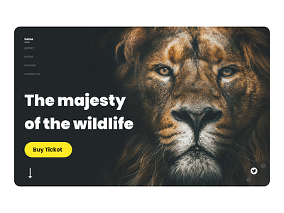 mohammad kiani zoo online booking adobexd animal art black clean concept dark dark ui landing landing page landingpage lion minimal mohammad kiani simple web web design webdesign yellow zoo