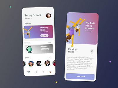 Event App Concept adobe design icon illustration minimal modern ui ui illustration ux design 2d 3d ux xd