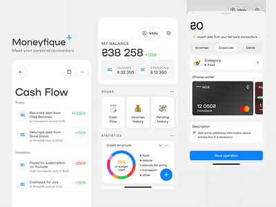 Moneyfique – personal finance management app android app bank branding finance ios mobile ui ux