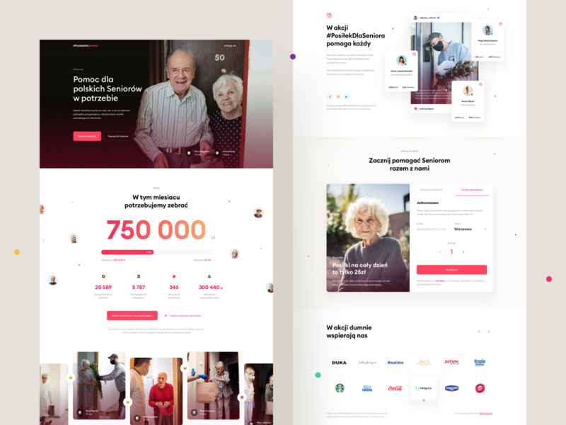 #PosilekDlaSeniora – Landing Page cards covid covid 19 fundraising hero homepage landing onepage progress senior share social tabs ui web website