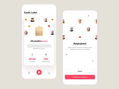 #PosiłekDlaSeniora – Mobile app app avatars cards charity confirmation covid covid-19 dashboard ios mobile mobile app payment support thanks ui ux