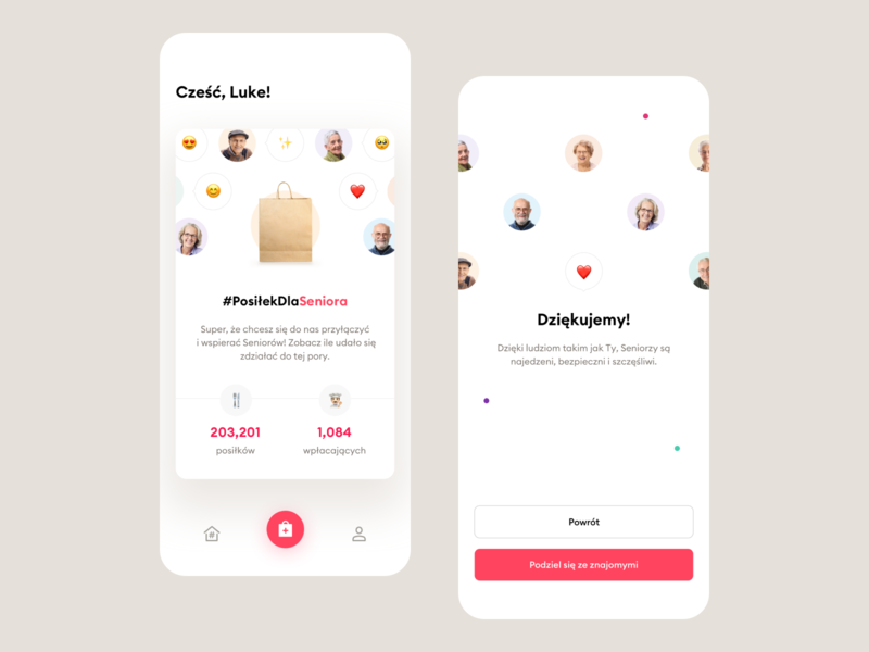 #PosiłekDlaSeniora – Mobile app app avatars cards charity confirmation covid covid 19 dashboard ios mobile mobile app payment support thanks ui ux