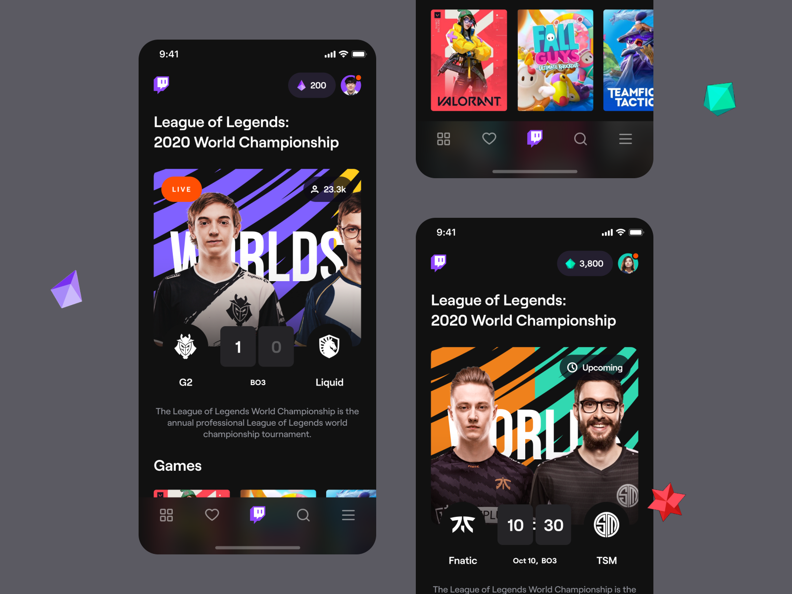 Twitch – Mobile application by Luke Pachytel for widelab on Dribbble