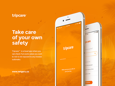 Tripcare - Your safe journey app behance care exotic health ios journey life orange report travel trip