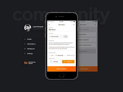 Tripcare - Reports app behance care exotic health ios journey life orange report travel trip