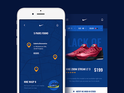 Nike Nearby - Locations app area blue book ios map mobile nike pin reserve shoes shop