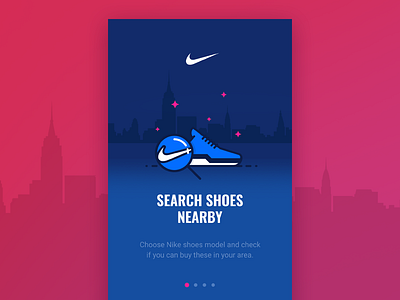 Nike Nearby - Onboarding app blue book icon ios mobile nike onboarding pink search shoes shop