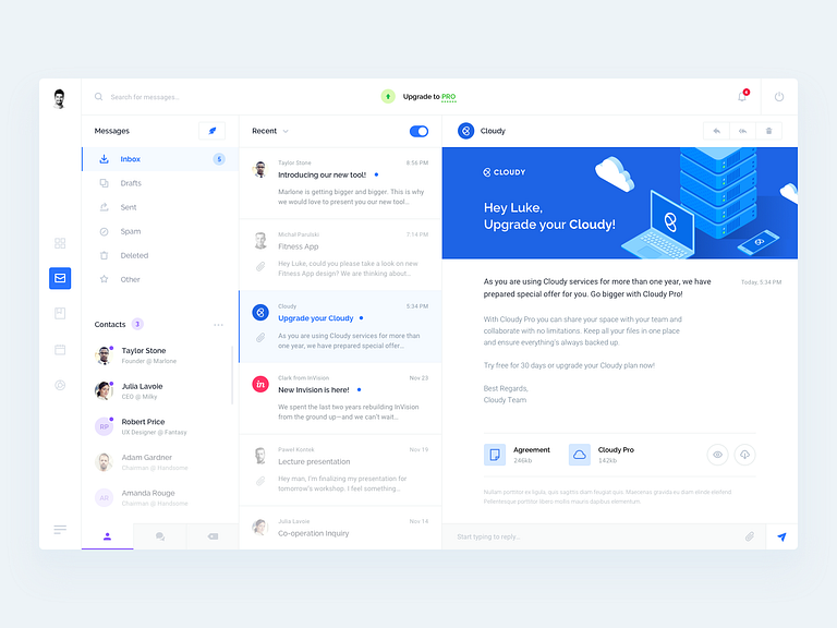 Inbox Client by Luke Pachytel for Netguru on Dribbble