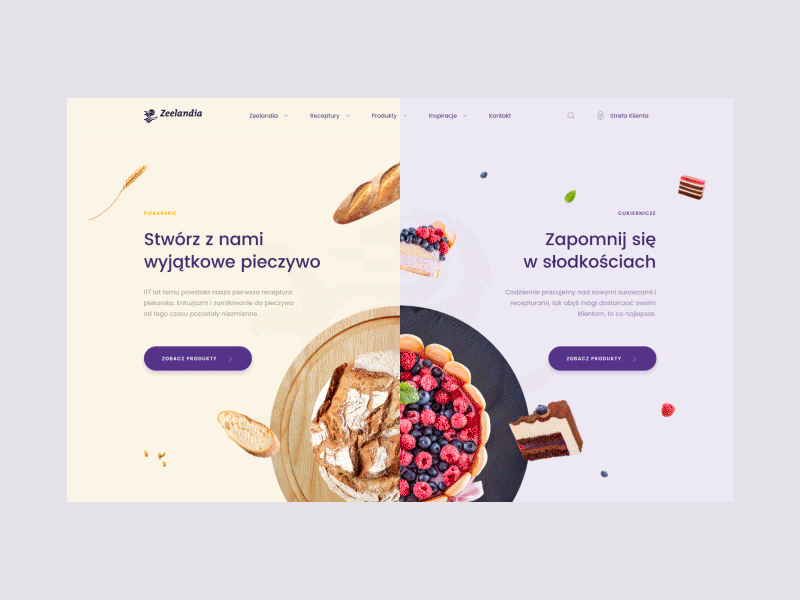 Zeelandia - Hero animation bakery hero homepage interactive landing onepage pie product ui web website