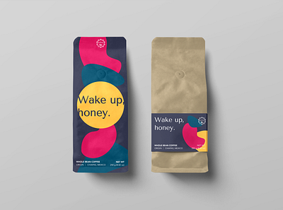 WAKE UP, HONEY | Packaging Design beverage packaging brand identity branding bright coffee coffee bean coffee shop colorful design graphicdesign illustration label label design logo packaging design packagingdesign pattern typography vector