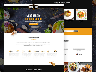 Stadshap website delivery food icons onepage onepager ui webdesign